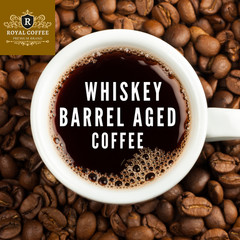 Royal Whiskey Barrel Aged Freshly Roasted Single Origin Coffee, (Whiskey Barrel
