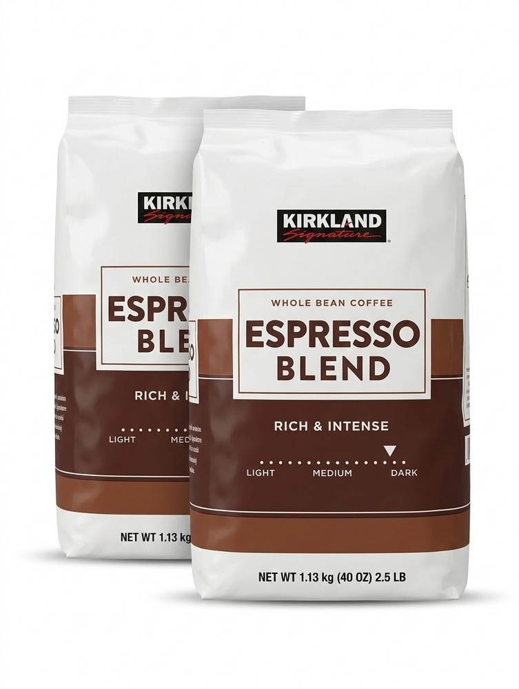 Kirkland Signature Espresso Blend Whole Bean Coffee 2.5 lbs X 2 Pack Total 5 lb.