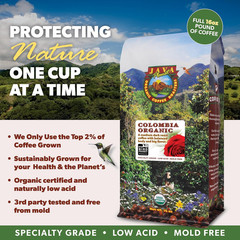 Organic Coffee Beans Whole, Medium Dark Roast – Low Acid Single Origin: Colombia
