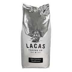 Lacas Coffee 100% Colombian Decaf Whole Bean Coffee 5 lb. – 4/Pieces