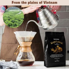 Wild Kopi Luwak Coffee Beans, Medium Roast, Whole Bean, 16oz / 454 Grams