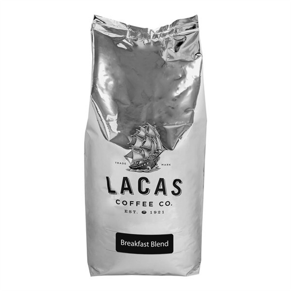 Lacas Coffee Town & Country Breakfast Blend Whole Bean Coffee 5 lb. – 4/Pieces