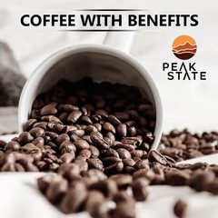 Peak State Coffee with Benefits – Mushroom Coffee Organic Beans – STRESS LESS…