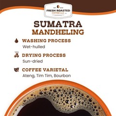 Fresh Roasted 100% Sumatra Mandheling Whole Bean Coffee, Medium Roast, Kosher, 2