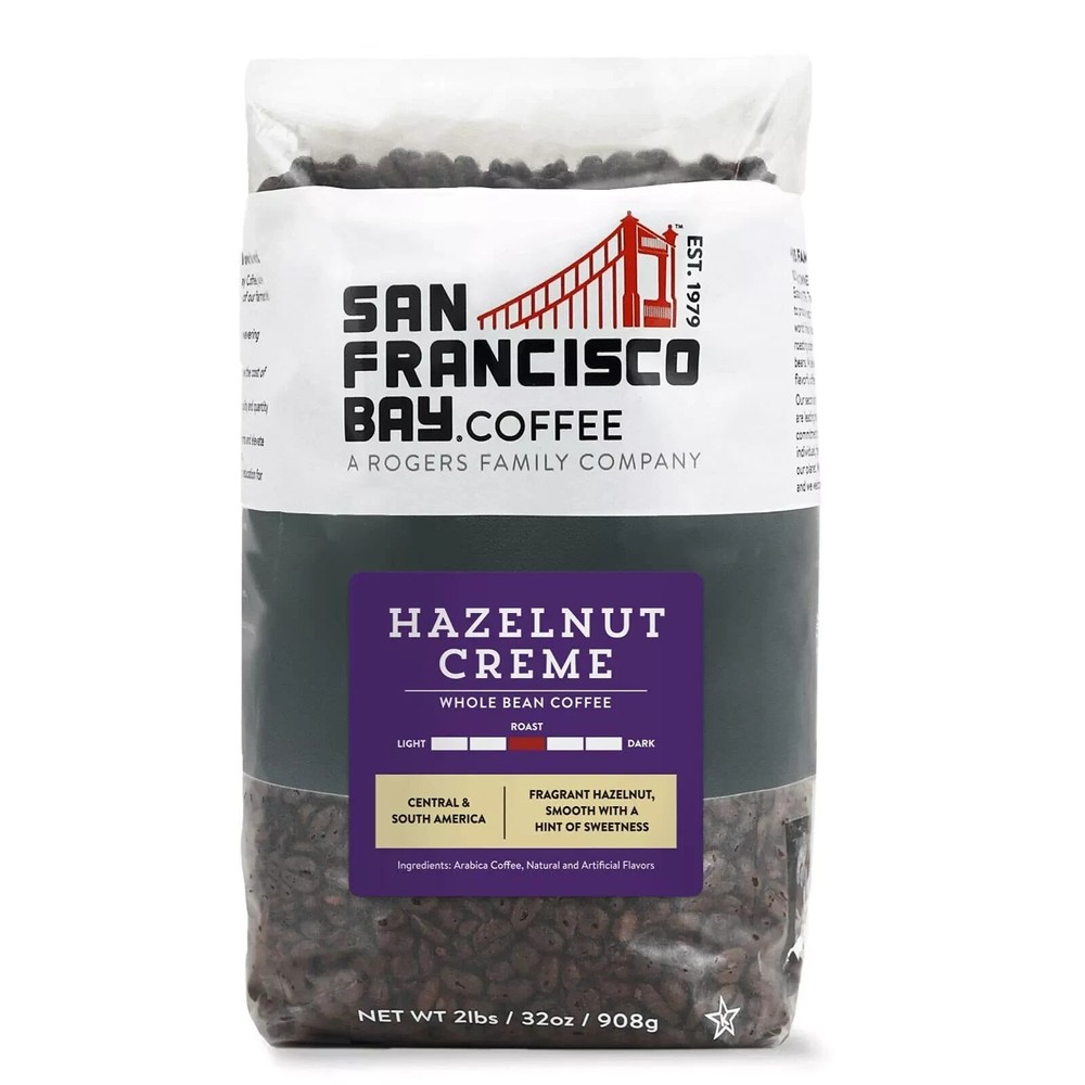 San Francisco Bay Whole Bean Coffee – Hazelnut Crème (2lb Bag), Flavored, Med…