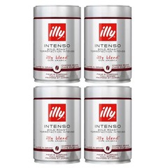 illy Intenso Whole Bean Coffee in Tin 100% Arabica Dark Roast 250g – PACK OF 4