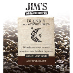 Jim’S Organic Coffee Blend X AKA Witches Brew Whole Bean Dark Roast 11 Oz Bag