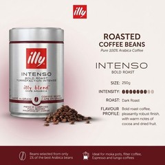 illy Intenso Whole Bean Coffee in Tin 100% Arabica Dark Roast 250g – PACK OF 12