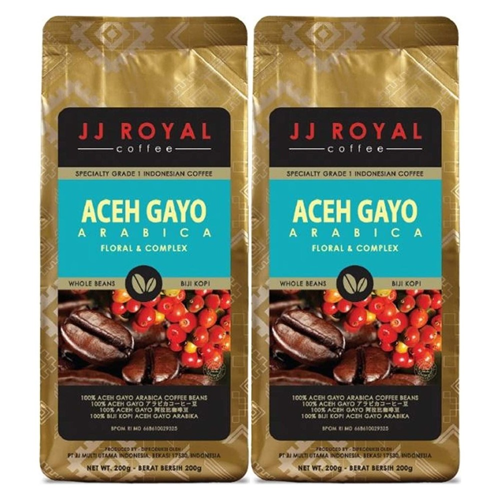 JJ Royal Coffee Indonesia Coffee Aceh Gayo Arabica 200g Pack of 2