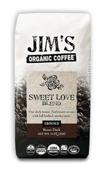 Jim’s Organic Coffee – Sweet Love Blend – Whole Bean Dark Roast Bold 11 oz Bag