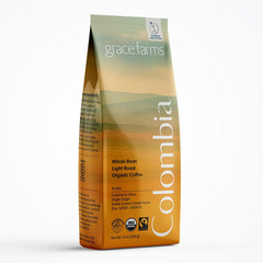 , Organic Whole Bean Coffee, Single Origin Colombia Light Roast, 12Oz Bag, 1 Cou