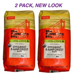 3 lbs, San Francisco Bay Organic Rainforest Blend Whole Bean Coffee, ( 1361 g )