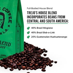 Trejo’s Coffee House Blend Dark Roast Whole Bean Coffee 12 Ounce Bag 100% Ara…