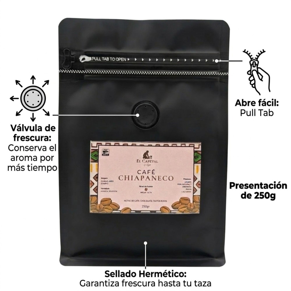 El Cafetal La Laja Café Chiapaneco Organic Coffee Beans 250g Medium Dark Roast