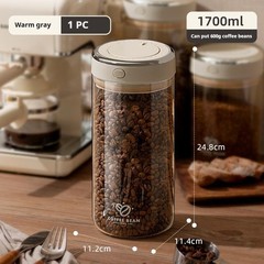 Coffee Bean Sealed Jar with Date Tracker and Waking Bean Valve Vacuum Food Grade