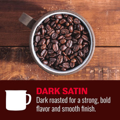 . Dark Satin Whole Bean Coffee – Rich Dark Roast, 6 Packs of 32oz