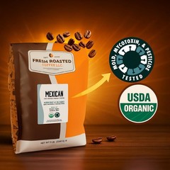 Fresh Roasted Coffee, Organic Mexican Whole Bean 80 Ounce (Pack of 1), Coffee