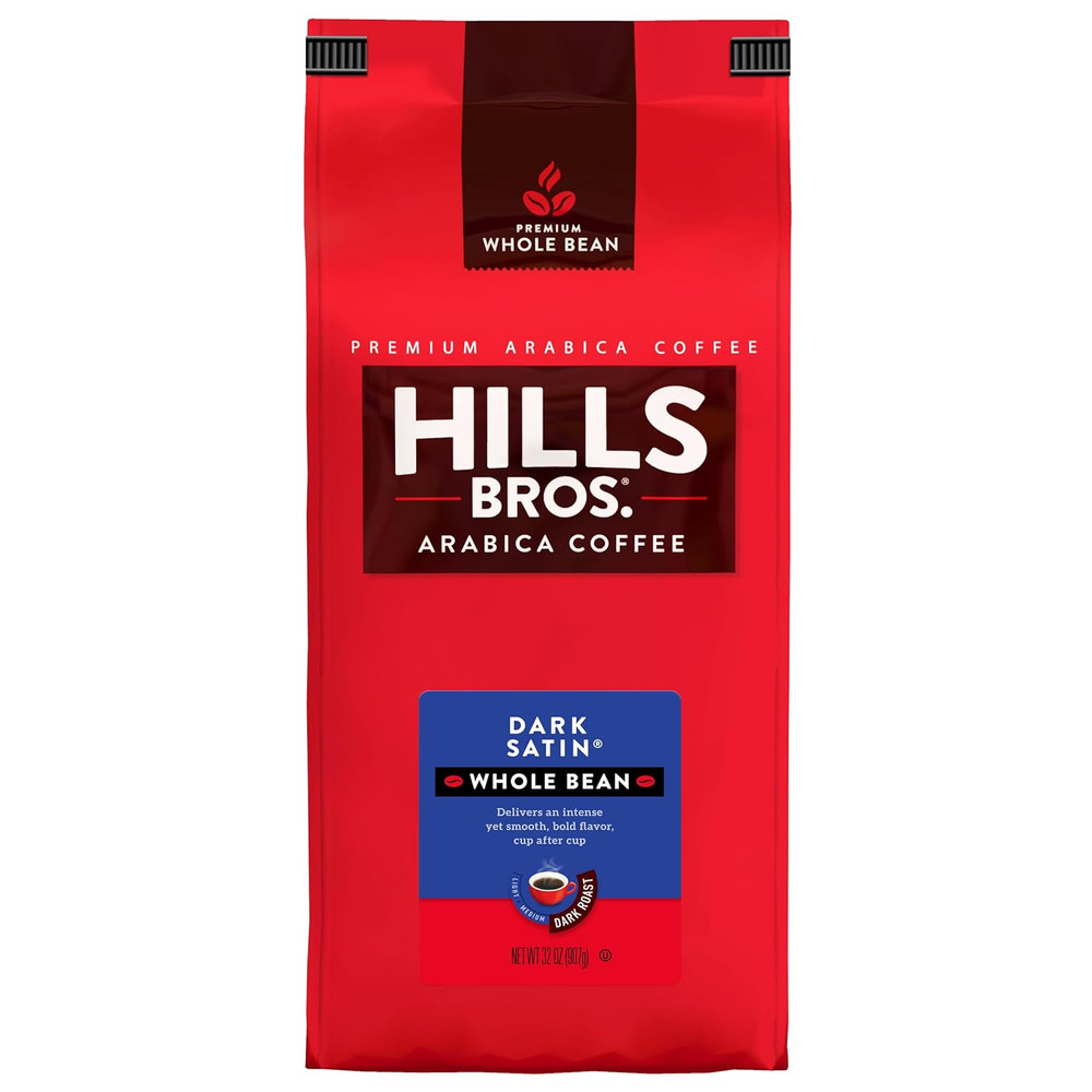. Dark Satin Whole Bean Coffee – Rich Dark Roast, 6 Packs of 32oz