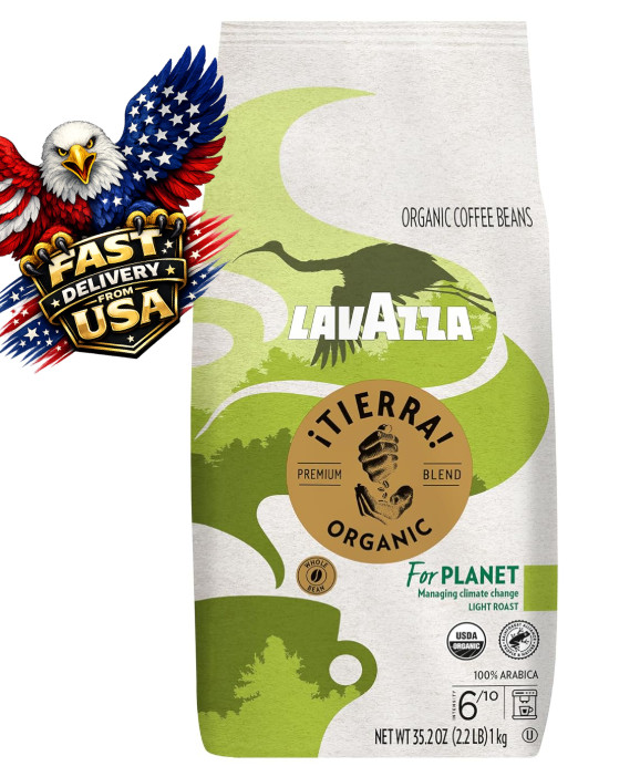 Lavazza Organic for Planet Whole Bean Coffee, Light Roast, 100% Arabica