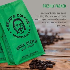 Trejo’s Coffee House Blend Dark Roast Whole Bean Coffee 12 Ounce Bag 100% Ara…