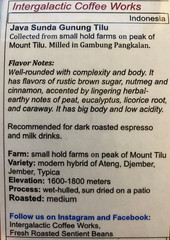 Java Sunda Gunung Tilu, Specialty Coffee: Fresh Roasted Single-Origin beans 200g