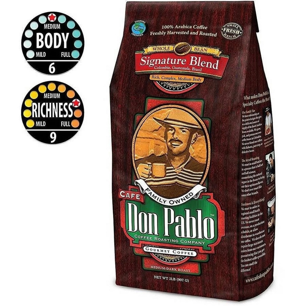 Don Pablo Gourmet Coffee – Signature Blend – Medium Dark Roast – Whole Bean C…