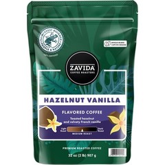 2 Pack – Zavida Coffee Whole Bean Coffee, Hazelnut Vanilla, 32 oz.