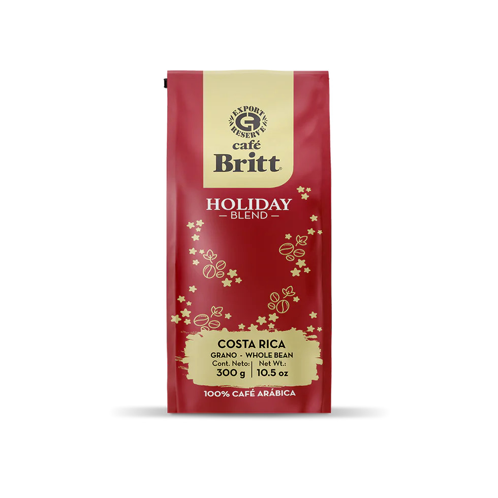 Cafe Britt Costa Rican Holiday Blend Coffee 300g (10.5 oz.) WHOLE BEAN COFFEE
