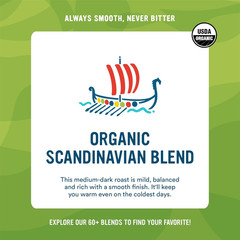 Roasted Whole Bean Coffee, Organic Scandinavian Blend, 4 Pound