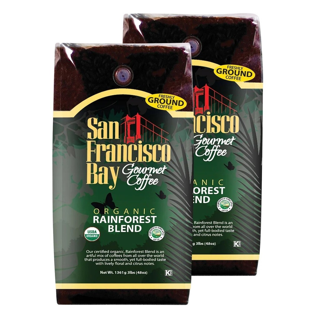 San Francisco Bay Organic Rainforest Blend Whole Bean Coffee 3 lbs, 2-pack