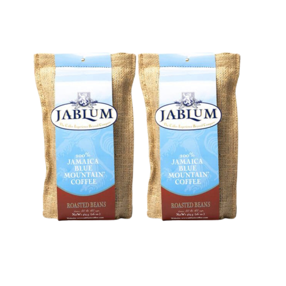 Jablum Jamaica Blue Mountain Coffee, Roasted Whole Bean, 16 oz bag – Pack of 2