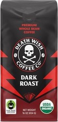 Whole Bean Coffee Dark Roast 16oz USDA Organic Fair Trade High Caffeine Arabica