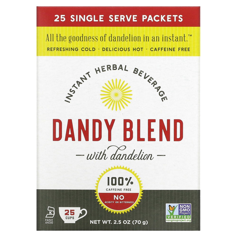Instant Herbal Beverage with Dandelion, Caffeine Free, 25 Single Serve Packets,