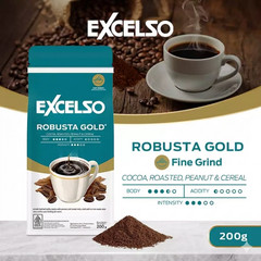 BEST NEW! Excelso Robusta Gold Ground Coffee 200g – Premium Indonesian Blend