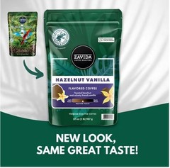 Zavida Whole Bean Coffee Hazelnut Vanilla Medium-Roast, 32 Ounce