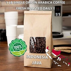 1 LB INDONESIA JAVA SAMPLE ROASTED COFFEE WHOLE BEAN, GROUND – ARABICA ORGANIC