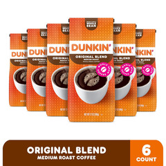 Dunkin’ Original Blend Medium Roast Whole Bean Coffee 12oz Pack of 6