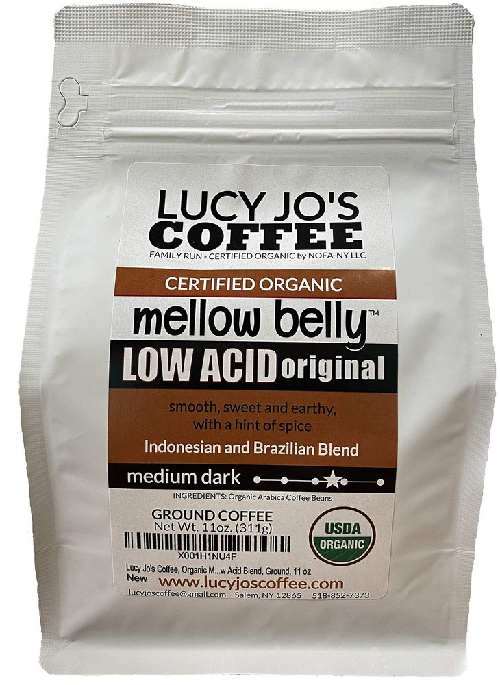 Lucy Jo’s Coffee Roastery, Organic Mellow Belly 11 Ounce (Pack of 1), silver