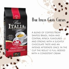 Bar Italia Gran Crema Espresso Coffee Beans Authentic Italian Roast 2.2 Lb