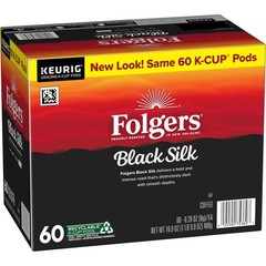 Folgers Black Silk Coffee, Dark Roast, Keurig K-Cup 10 Count (Pack of 6)