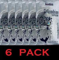 Kirkland Signature COLOMBIAN SUPREMO WHOLE BEAN Medium Roast Coffee 3 Lb 6 PACK