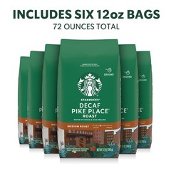 Starbucks Ground Coffee, Medium Roast 6 Pack (12 oz each), Decaf Pike Place