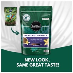 Zavida Whole Bean Coffee Hazelnut Vanilla Medium-Roast, 32 Ounce