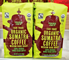 Trader Joe’s Organic Sumatra Medium Dark Roast Whole Bean Coffee 13oz (2 Bags)