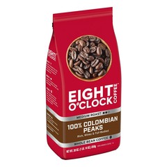 Eight O’Clock Coffee Medium Roast Whole Bean 100% Colombian Peaks Coffee