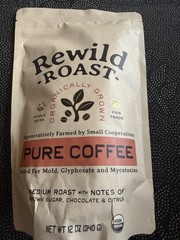 Rewild Roast Pure Coffee Whole Bean Medium Roast Organic Fair Trade 12 oz