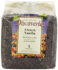 4 Pack – First Colony Whole Bean Arabica Coffee, French Vanilla Flavored – 24oz