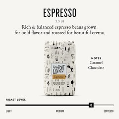 Espresso Roast Whole Bean Coffee Chocolate And Caramel Flavor Notes 2.5 Lbs