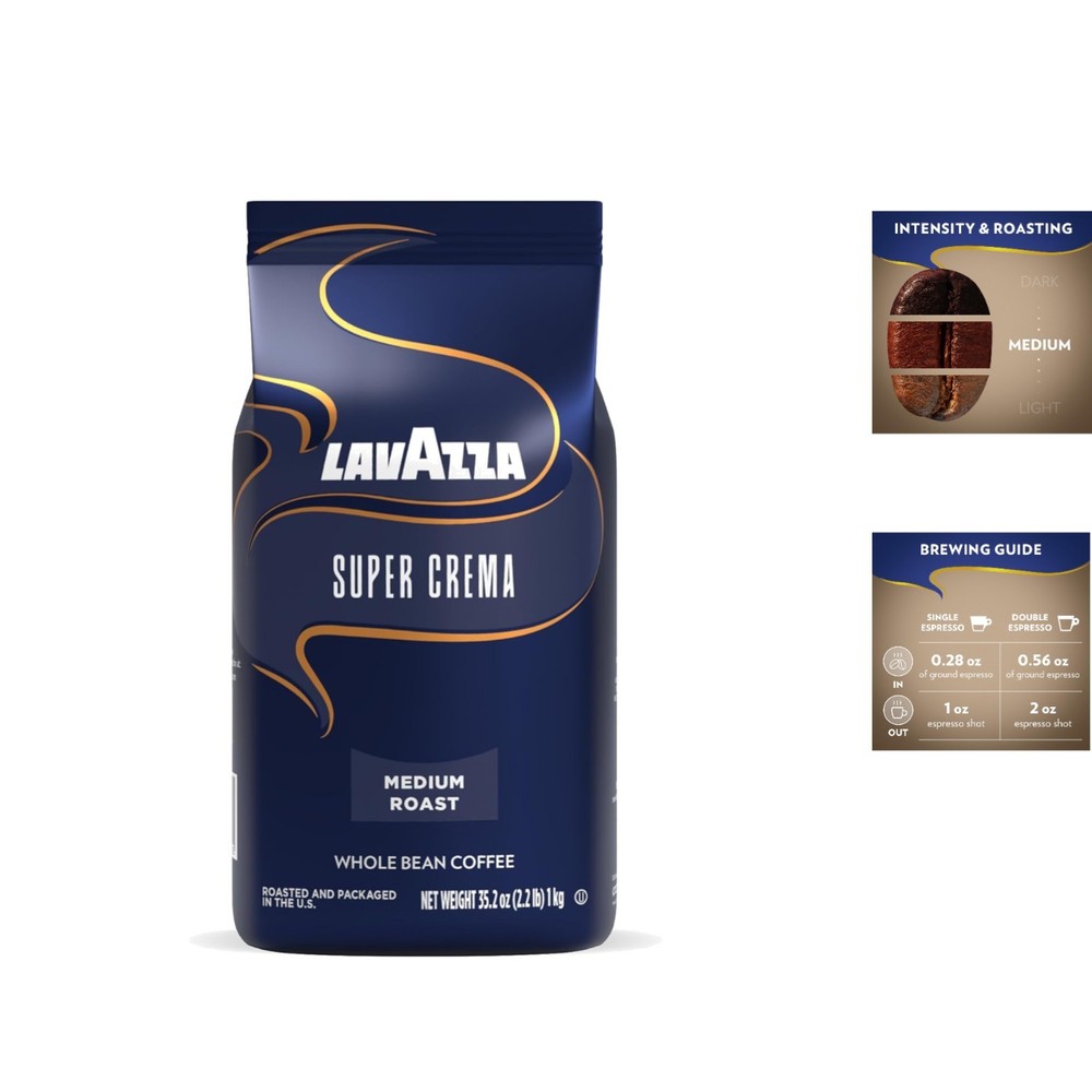 Rich Super Crema Coffee Blend – Arabica & Robusta, 35.2 oz for Espresso Lovers