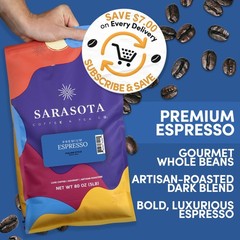 Sarasota Coffee Whole Bean Espresso | Dark Roast Coffee Beans | Low Acid, Mol…